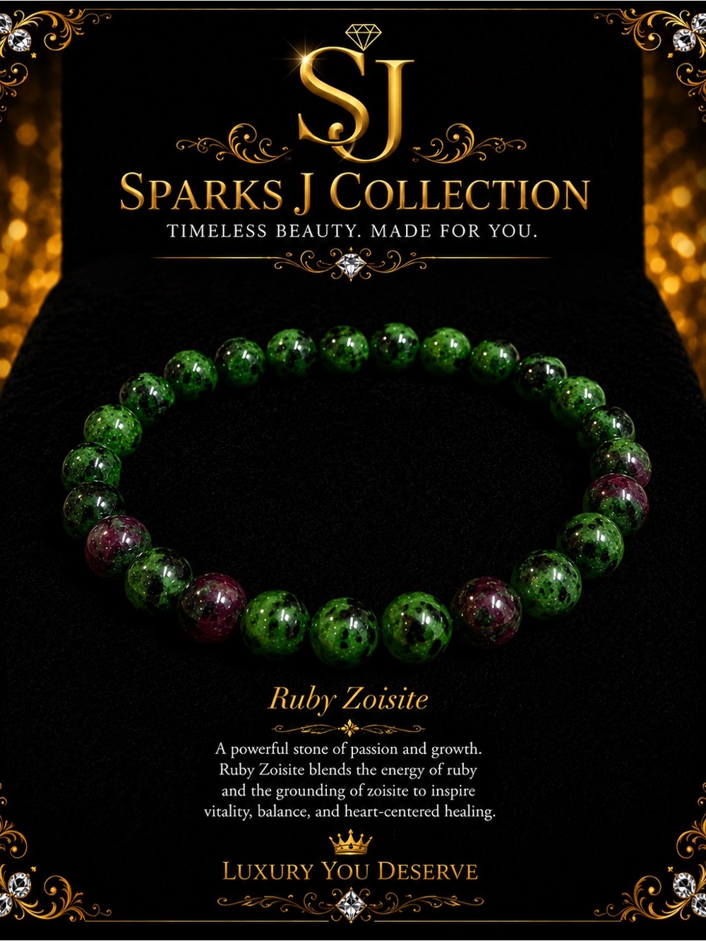 Ruby Zoisite Beaded Bracelet - Green & Pink